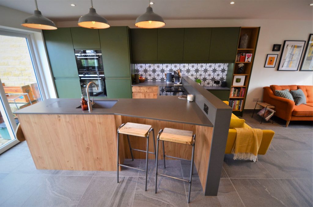 This cover image displays a custom kitchen designed and fitted by Studio 10 Kitchens for the article: How much does a kitchen cost in Derbyshire?